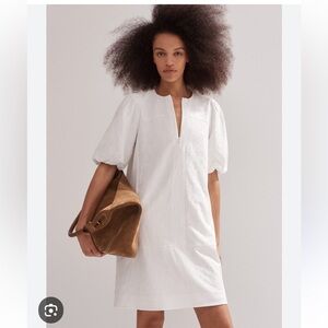 Elegant White Puff Sleeve Dress